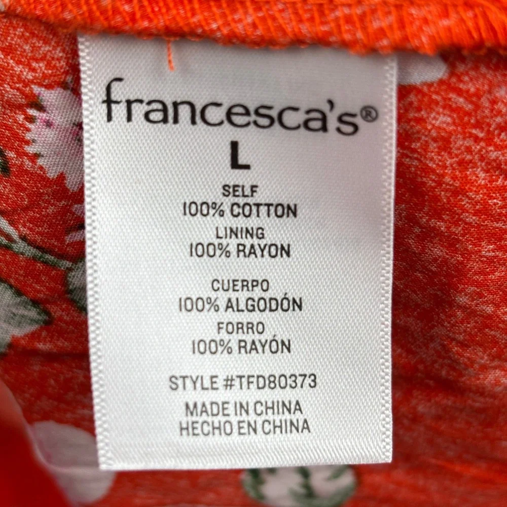 Francescas Dress Womens Large Floral Tiered Mini Cottagecore NWT - Picture 3 of 11